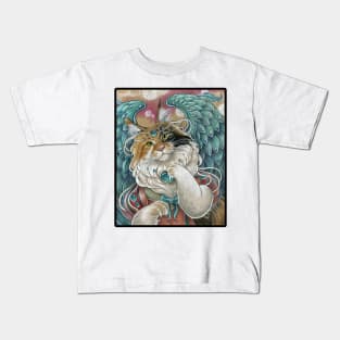 Angel Cat Princess - Black Outlined Version Kids T-Shirt